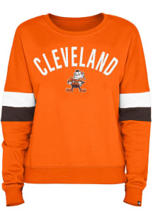 New Era Cleveland Browns Womens Orange Contrast Crew Sweatshirt