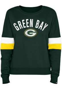 New Era Green Bay Packers Womens Green Contrast Crew Sweatshirt
