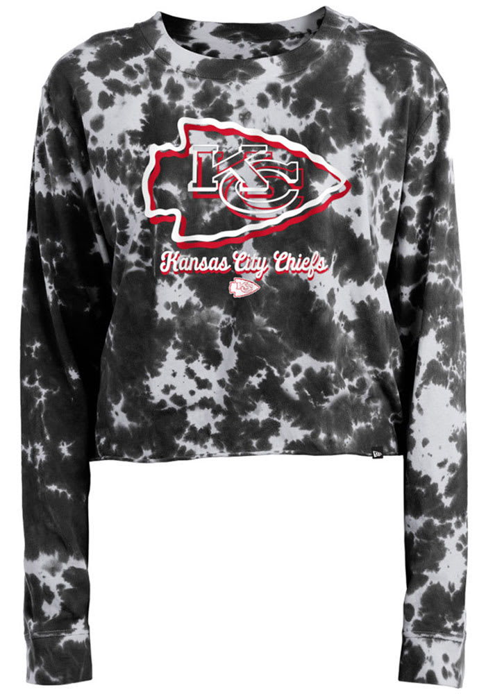 NFL Detroit Lions Girls' Gray Tie-Dye Crop Hooded Sweatshirt - M