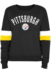 New Era Pittsburgh Steelers Womens Black Contrast Crew Sweatshirt