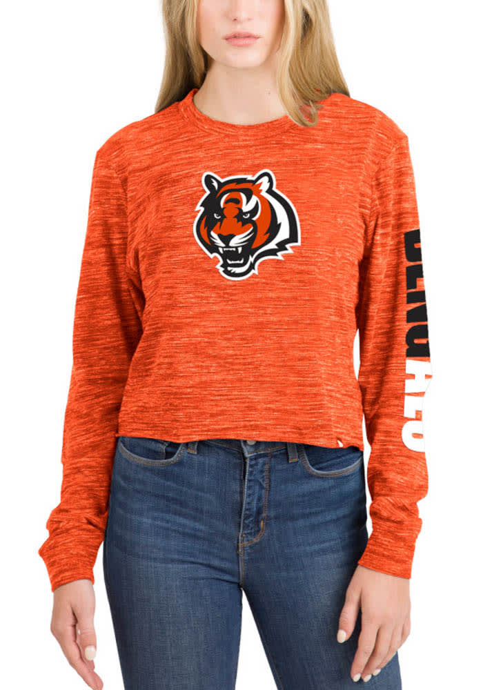 Women's New Era Orange Cincinnati Bengals Crop Long Sleeve T-Shirt