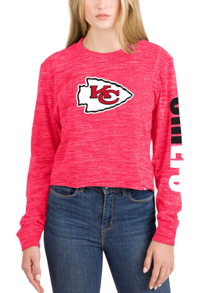 New Era Women's Kansas City Chiefs Space Dye Red Long Sleeve Crop