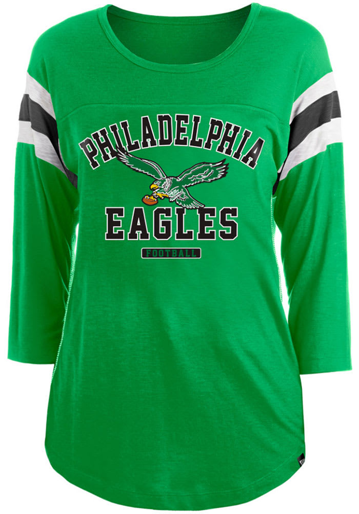 Philadelphia Eagles Womens Kelly Green Inserts LS Tee