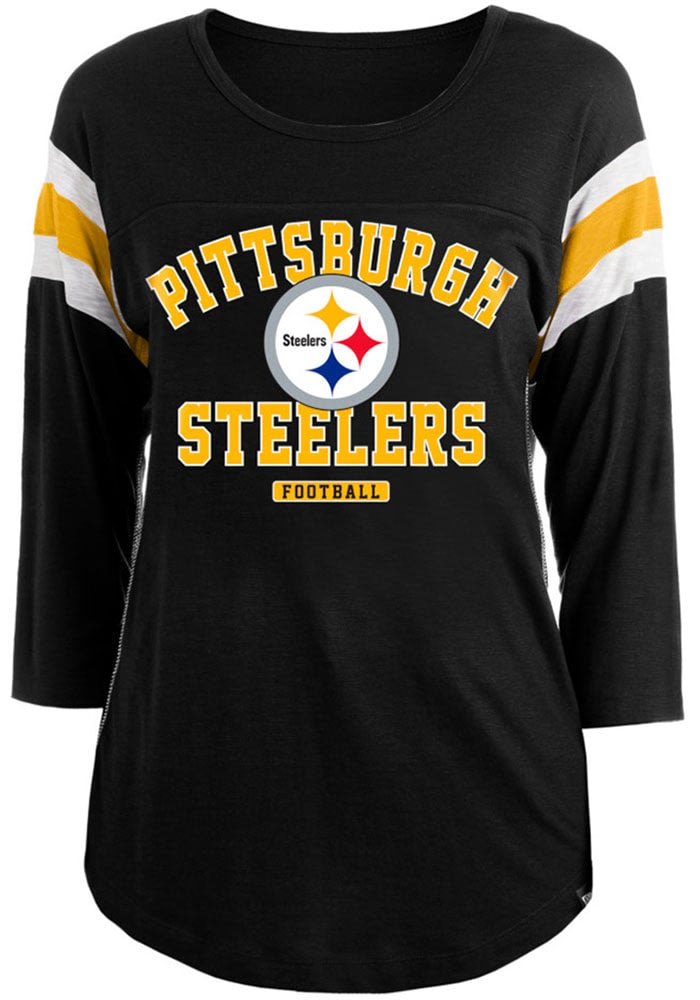 Women's New Era Black Pittsburgh Steelers Slub T-Shirt with Front