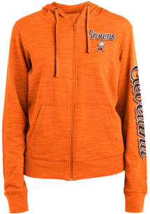New Era Cleveland Browns Womens Orange Space Dye Long Sleeve Full Zip Jacket