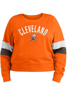 New Era Cleveland Browns Womens Orange Contrast + Crew Sweatshirt