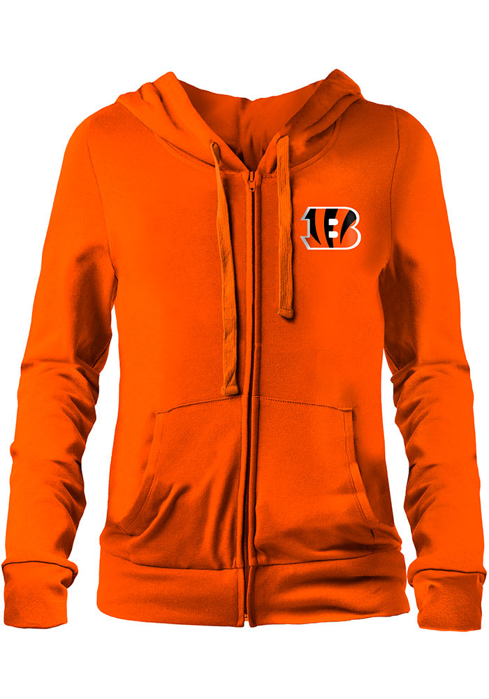 Cincinnati Bengals Womens Orange Fleece Long Sleeve Full Zip Jacket