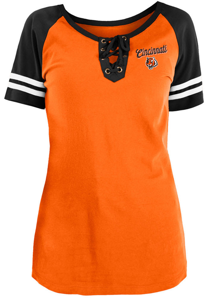 Cincinnati Bengals Womens Orange Raglan Short Sleeve T-Shirt