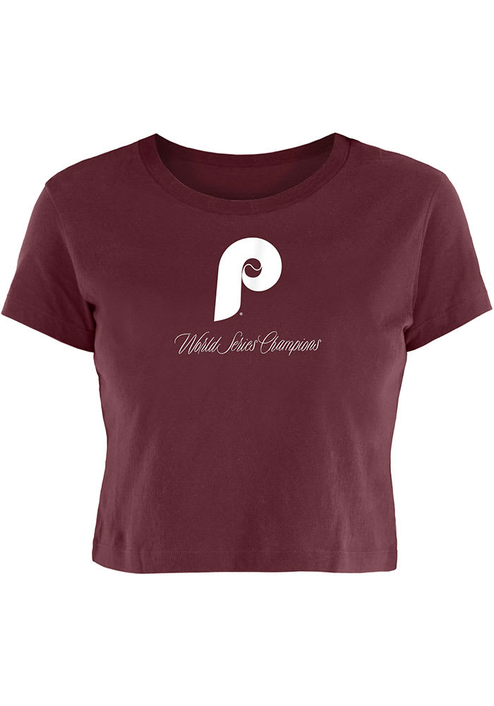 Philadelphia Phillies New Era Women's Cooperstown Raglan 3/4-Sleeve T-Shirt  - Light Blue/Maroon