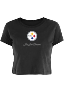 Pittsburgh Steelers Womens Black HistChamp Short Sleeve T-Shirt