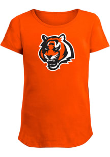 New Era Cincinnati Bengals Girls Orange Primary Logo Crew Neck Short Sleeve Tee