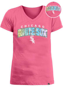 New Era Chicago White Sox Girls Pink Flip Sequin Wordmark Short Sleeve Fashion T-Shirt