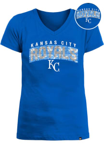 New Era Kansas City Royals Girls Blue Flip Sequin Wordmark Short Sleeve Fashion T-Shirt