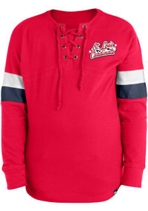 New Era St Louis Cardinals Girls Red Lace Up Scoop Neck Long Sleeve T-shirt