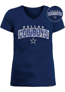 New Era Dallas Cowboys Girls Navy Blue Flip Sequin Wordmark Short Sleeve Fashion T-Shirt