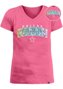 New Era Dallas Cowboys Girls Pink Flip Sequin Wordmark Short Sleeve Fashion T-Shirt