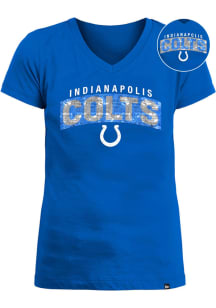 New Era Indianapolis Colts Girls Blue Flip Sequin Wordmark Short Sleeve Fashion T-Shirt