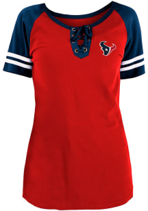 New Era Houston Texans Womens Red Lace Up Short Sleeve T-Shirt