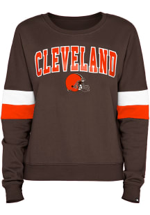 New Era Cleveland Browns Womens Brown Contrast Crew Sweatshirt
