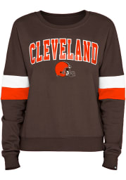 Cleveland Browns Womens Brown Contrast Crew Sweatshirt