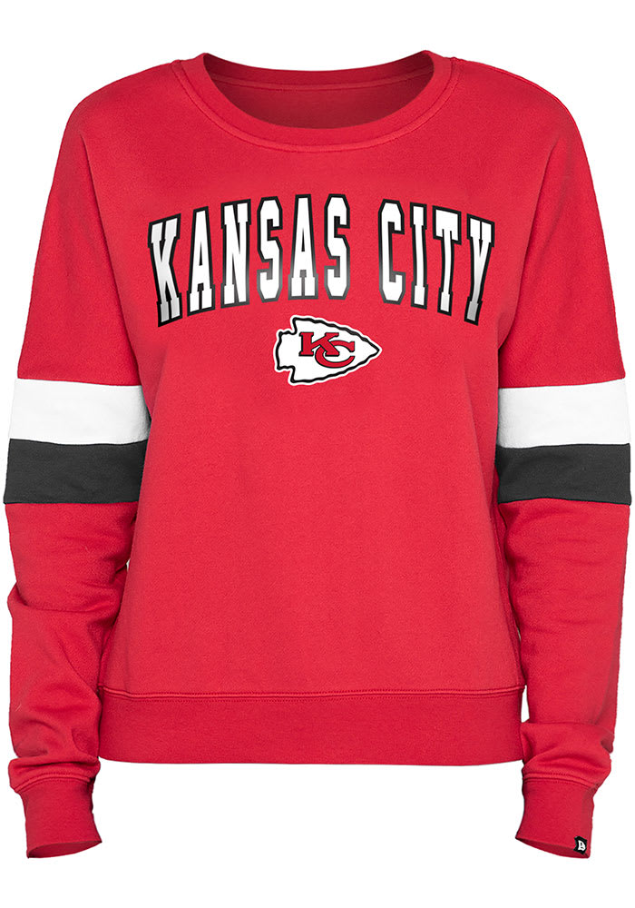 Kansas City Chiefs Womens Red Contrast Crew Sweatshirt