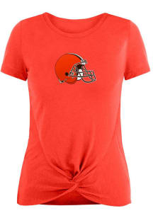 New Era Cleveland Browns Womens Orange Front Twist Short Sleeve T-Shirt