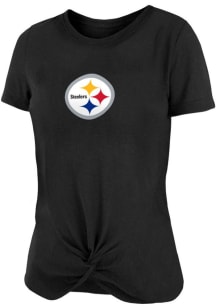 New Era Pittsburgh Steelers Womens Black Front Twist Short Sleeve T-Shirt