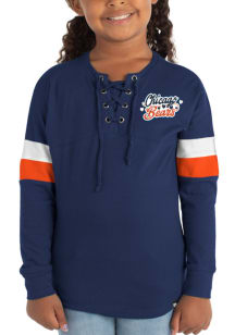 New Era Chicago Bears Girls Navy Blue Lace Up Scoop Neck Long Sleeve T-shirt