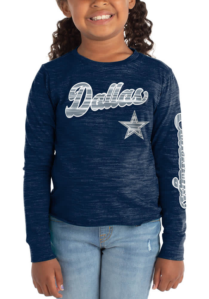 New Era / Women's Dallas Cowboys Space Dye Crop Navy Long Sleeve Shirt