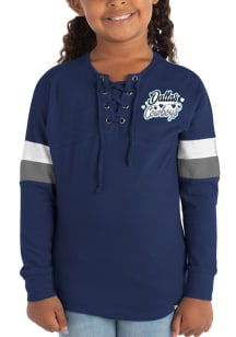 New Era Dallas Cowboys Girls Navy Blue Lace Up Scoop Neck Long Sleeve T-shirt