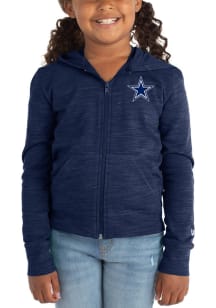 New Era Dallas Cowboys Girls Navy Blue Reverse Space Dye French Terry Long Sleeve Full Zip Jacke..