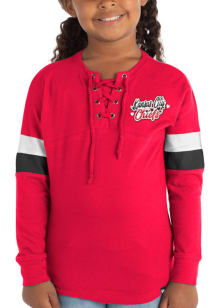 New Era Kansas City Chiefs Girls Red Lace Up Scoop Neck Long Sleeve T-shirt