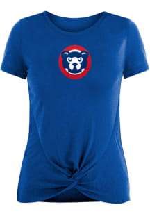 New Era Chicago Cubs Womens Blue Front Twist Short Sleeve T-Shirt