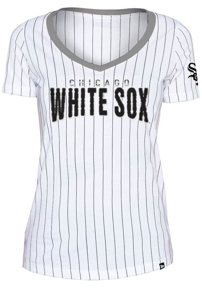 Women's New Era White/Navy New York Yankees Pinstripe Scoop Neck