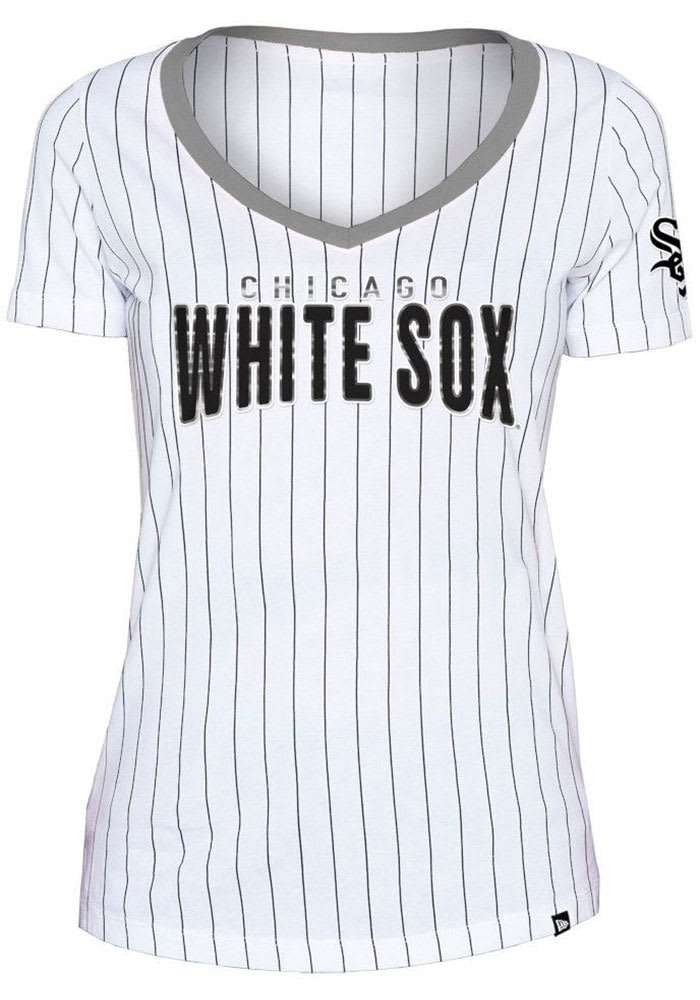 Chicago White Sox Womens White Pinstripe Short Sleeve T-Shirt