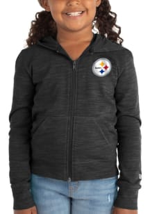 New Era Pittsburgh Steelers Girls Black Reverse Space Dye French Terry Long Sleeve Full Zip Jack..