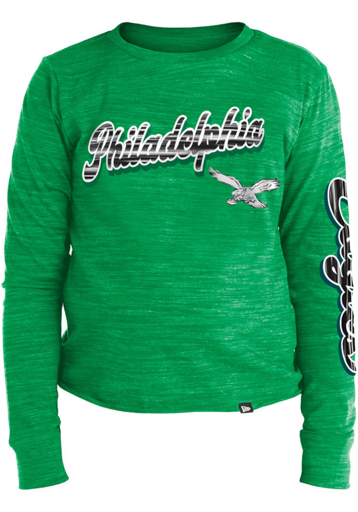 New Era Women's New Era Midnight Green Philadelphia Eagles Crop Long Sleeve  T-Shirt