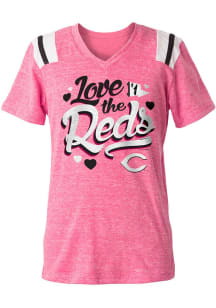 New Era Cincinnati Reds Girls Pink Love My Team Short Sleeve Fashion T-Shirt