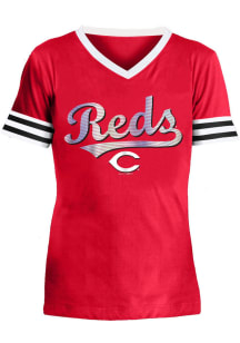 New Era Cincinnati Reds Girls Red Foil Name Short Sleeve Fashion T-Shirt