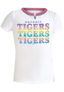 New Era Detroit Tigers Girls White Triple Logo Short Sleeve Fashion T-Shirt