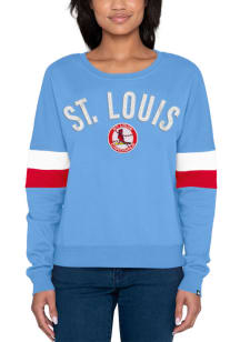 St Louis Cardinals Womens Light Blue Contrast Crew Sweatshirt
