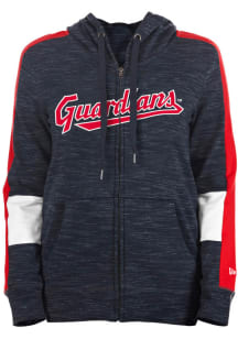 New Era Cleveland Guardians Womens Navy Blue French Terry Long Sleeve Full Zip Jacket