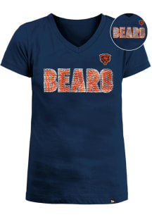 New Era Chicago Bears Girls Navy Blue Flip Sequin Short Sleeve Fashion T-Shirt