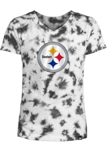 New Era Pittsburgh Steelers Girls White Slub Tie Dye Short Sleeve Fashion T-Shirt
