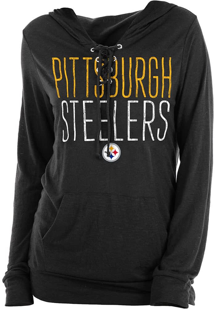 Pittsburgh Steelers Women's New Era Lace Up Hoodie Long