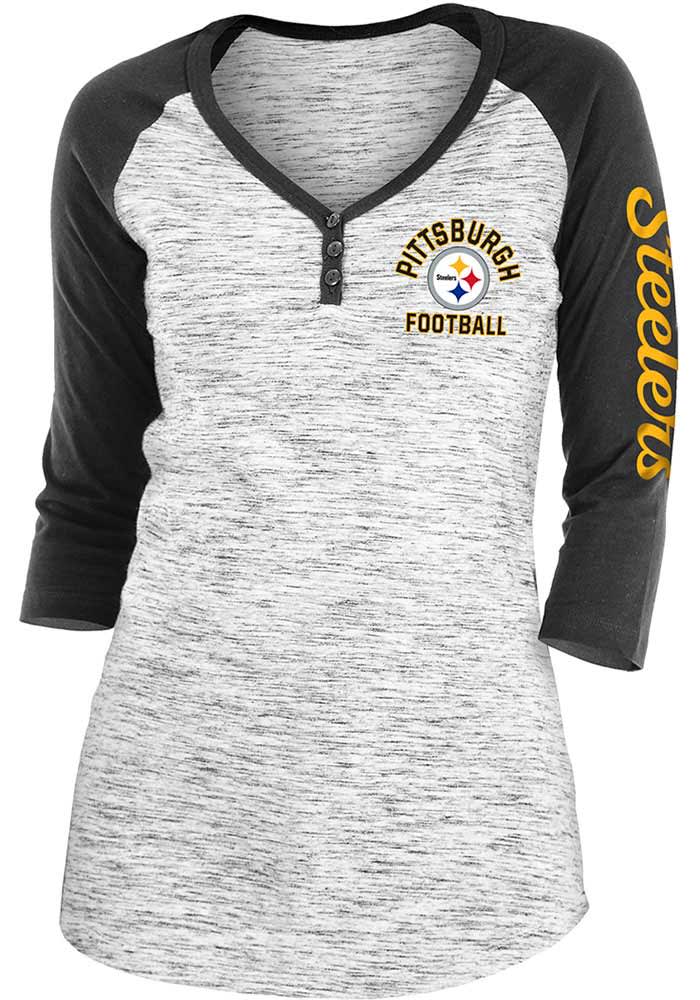 New Era Pittsburgh Steelers Women's Black Lace Up LS Tee, Black, 100% Cotton, Size 1X, Rally House