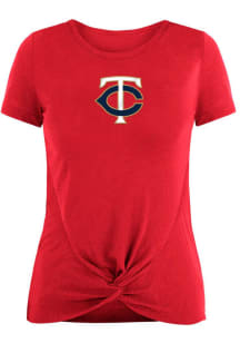 New Era Minnesota Twins Womens Red Front Twist Short Sleeve T-Shirt