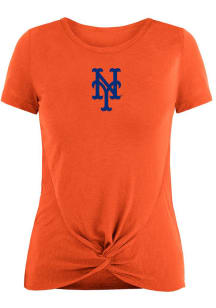 New Era New York Mets Womens Orange Front Twist Short Sleeve T-Shirt
