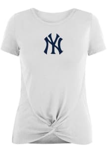 New Era New York Yankees Womens White Front Twist Short Sleeve T-Shirt