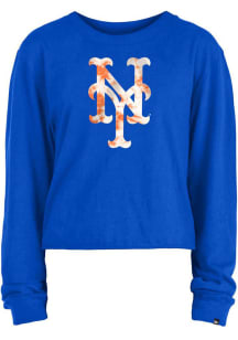New Era New York Mets Womens Blue Brushed LS Tee
